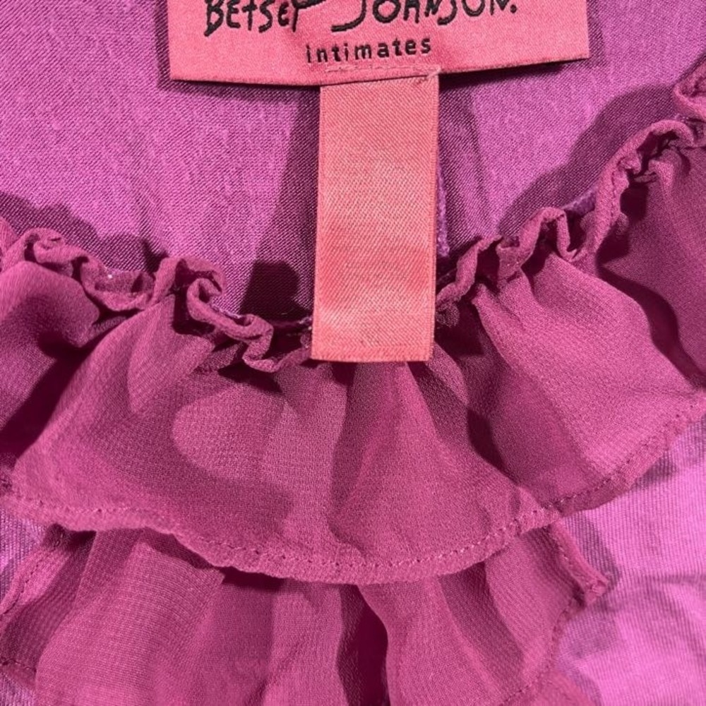 Betsey Johnson Intimates Cami Top M Women's Purple Coquette Y2K Ruffle Babydoll - Picture 5 of 6